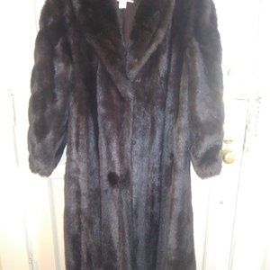 Boulevard East Full Length Faux Mink Coat Dk Brn L
